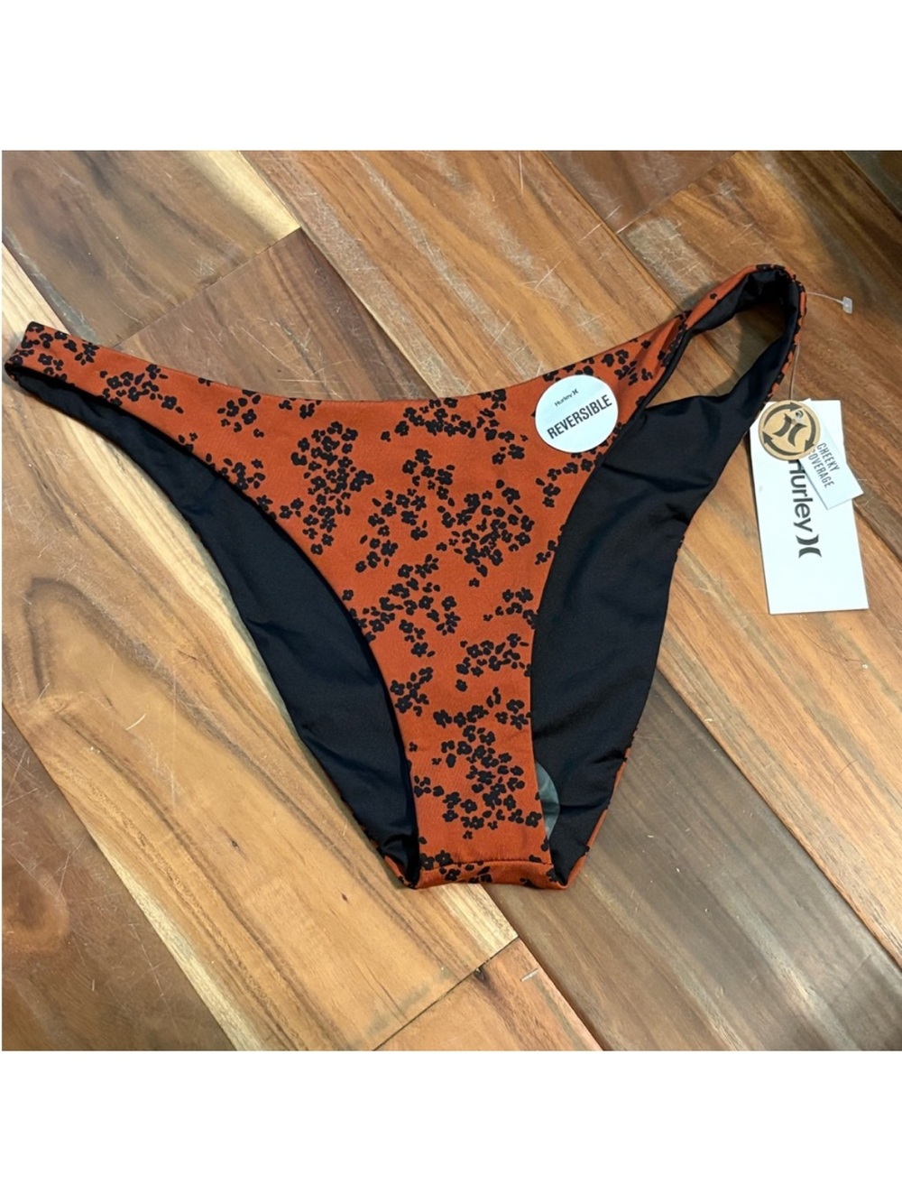Hurley Ditsy Cheeky French Bikini Reversible Bottoms Large - Picture 2 of 4